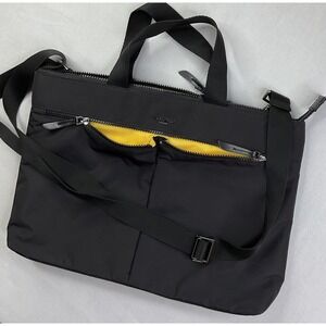 KNOMO Hanover Laptop Bag Briefcase Black Silver Nylon RFID Water Resist.